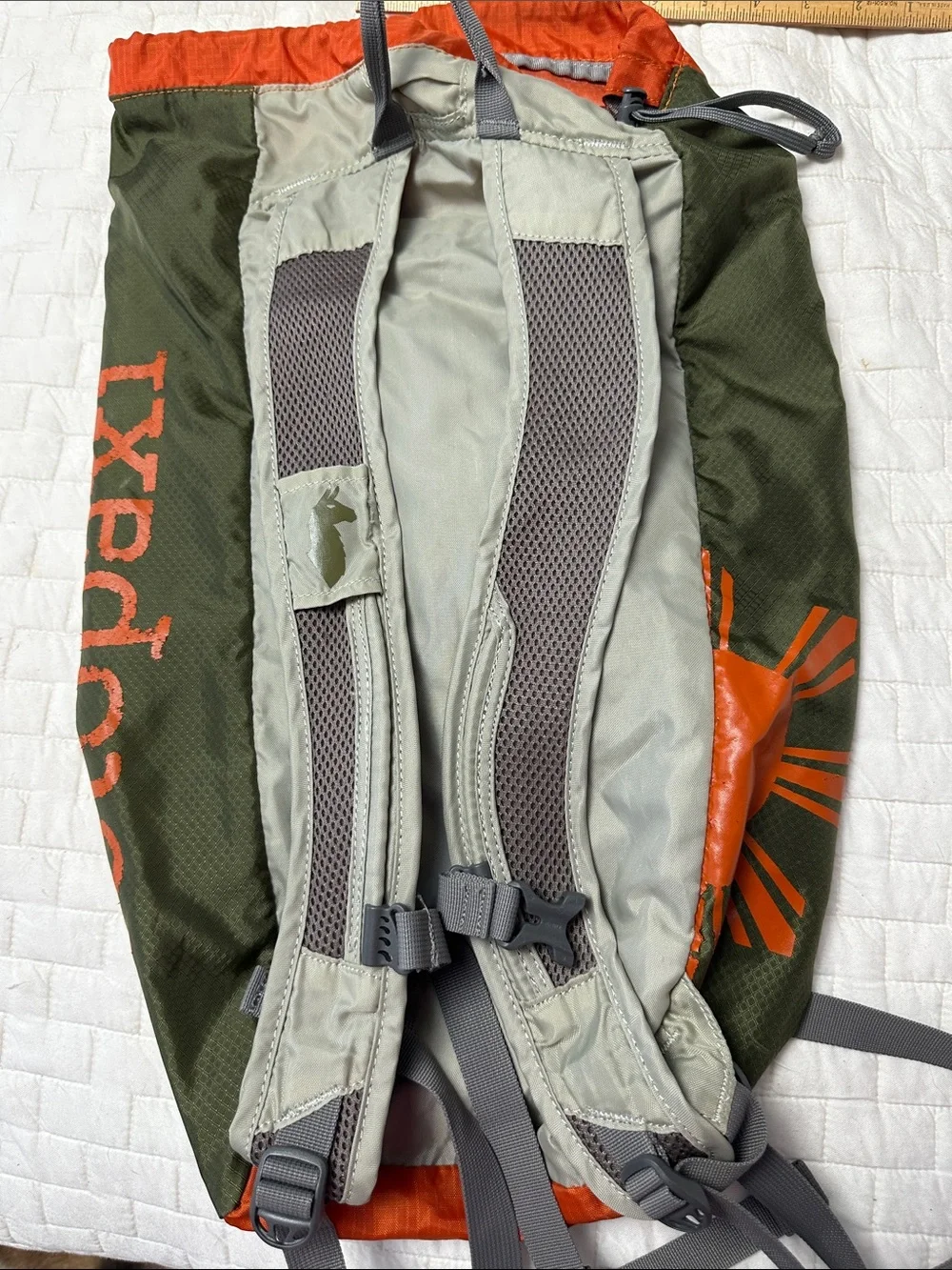 cotopaxi Orange and Olive Lightweight Drawstring Pack
